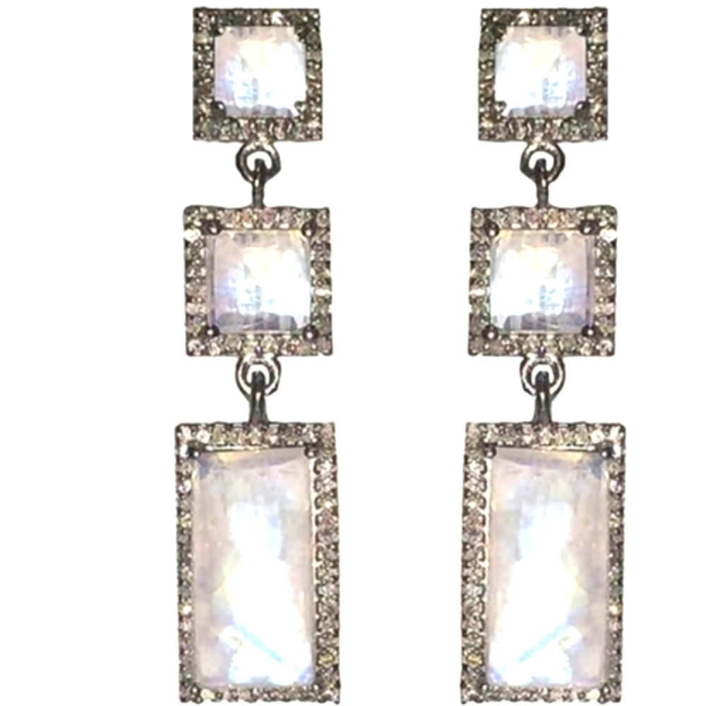 CLOSET CLEAROUT! ADORNIA DIAMOND PAVE FRAMED MOONSTONE EARRINGS.